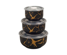 BM780 Hitam Wadah Makanan dengan motif Marmer